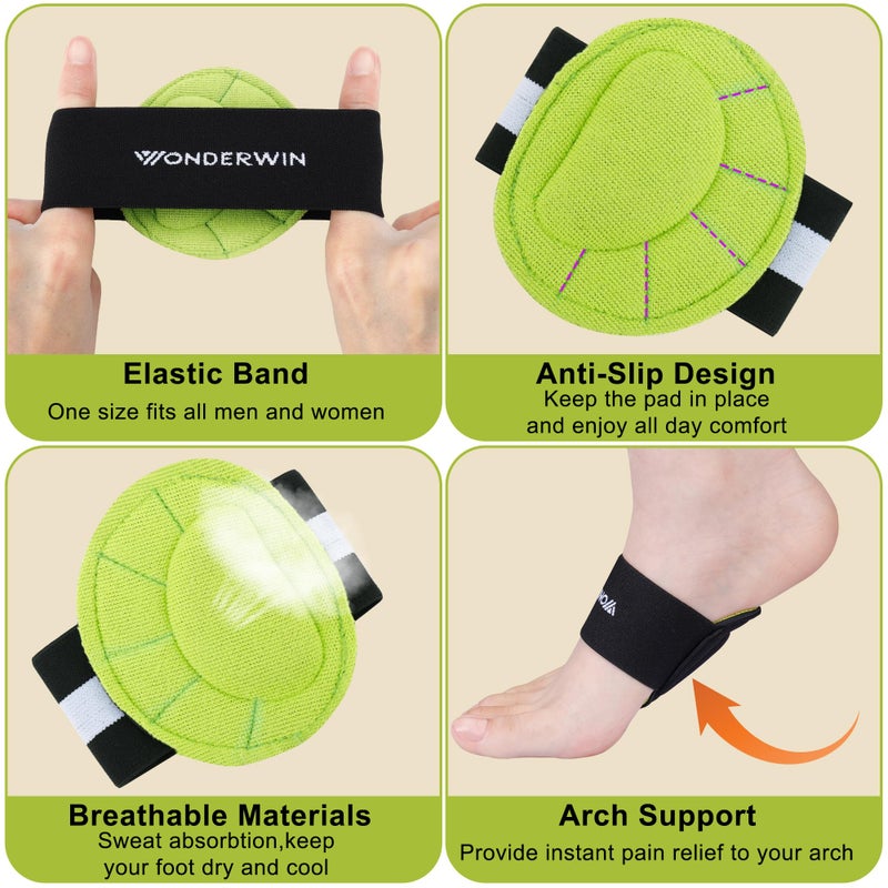 Wonderwin Arch Support Compression Sleeves  3 Pairs  Cushioned Foot Relief for Plantar Fasciitis and Fallen Arches  Black/Green - Image 4